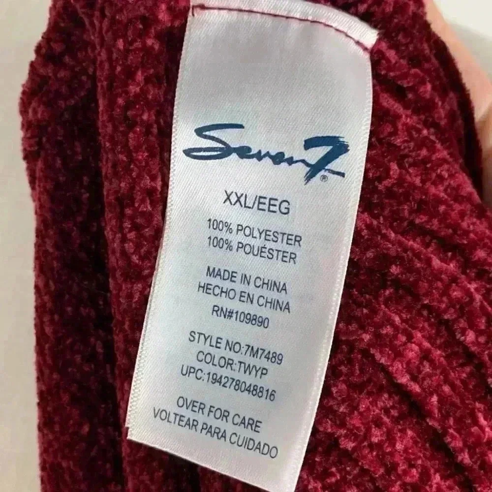 Seven Womens sweater size XXL red chenille open front cardigan